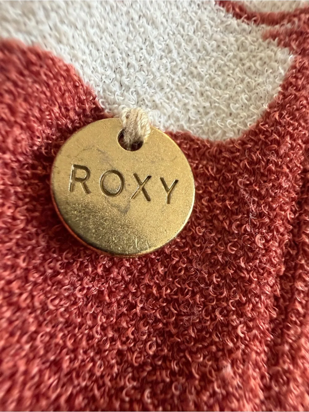 Roxy Size Medium Rust and White Floral Bikini Top Only